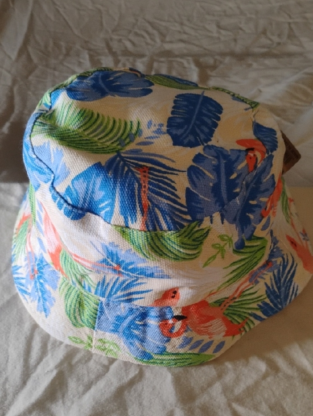 Tropical Floral Bucket Hat in Blue, Green, Orange, White